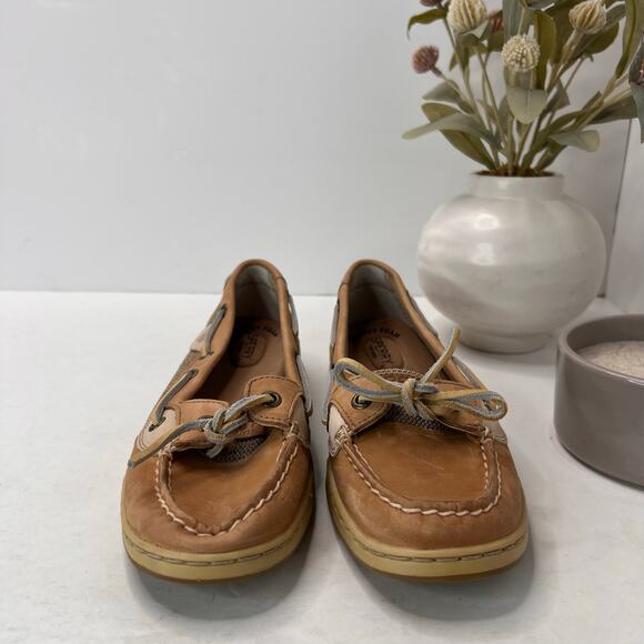 Sperry Authentic Angelfish 1-Eye Colorblock Boat Shoe Tan Women 8 NWOB - Picture 2 of 9